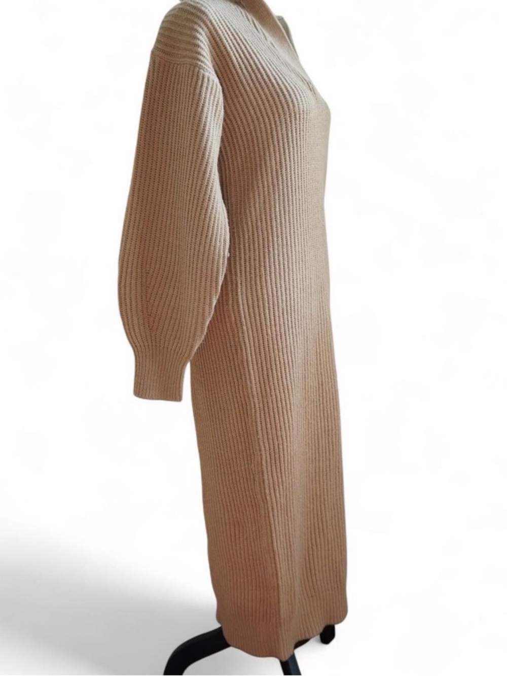 ASOS Camel Ribbed Maxi Sweater Dress - Picture 4 of 7